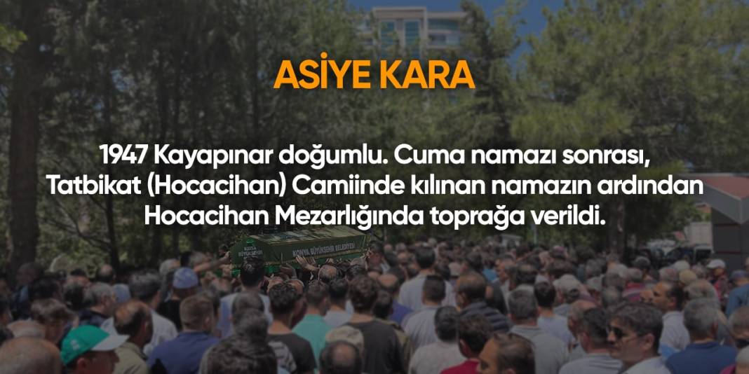 Konya'da bugün vefat edenler | 13 Eylül 2024 2